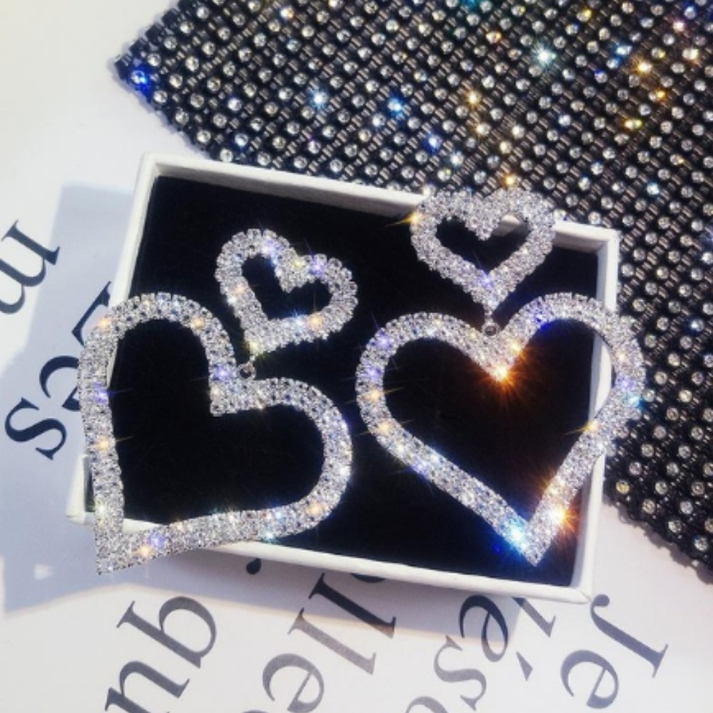 Precious Sparkle Double Heart Earrings
